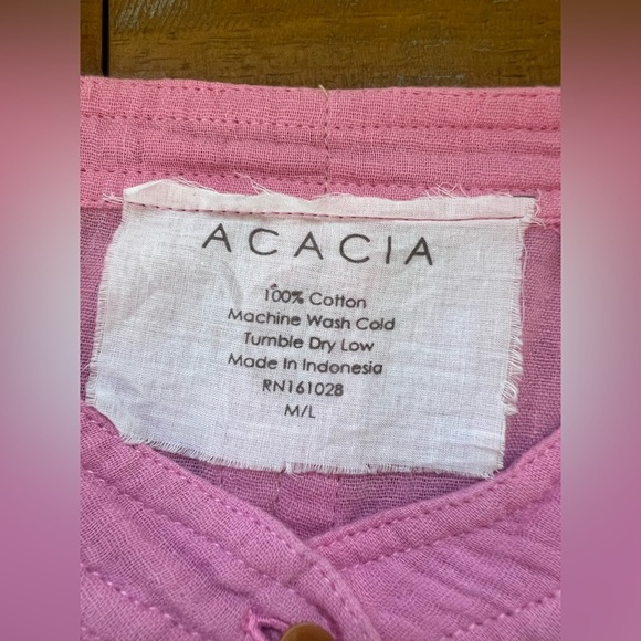 Acacia Swimwear Van Shirt in Sweet Pea Pink Gauze Organic Cotton Button Down - Picture 12 of 12
